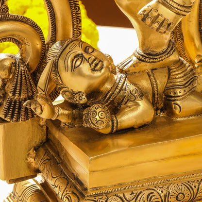 Brass Sixteen Armed Dancing Ganesha Idol (25.5 Inch)