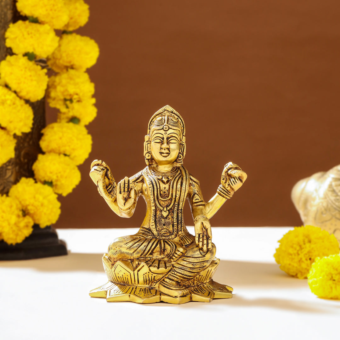 Brass Bala Tripurasundari Idol On Lotus (6 Inch)