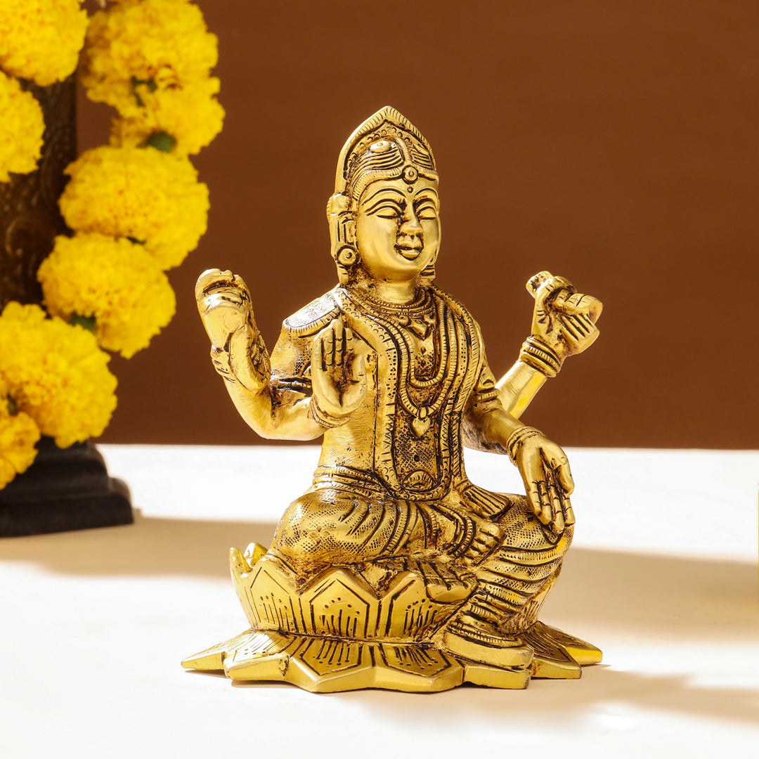 Brass Bala Tripurasundari Idol On Lotus (6 Inch)