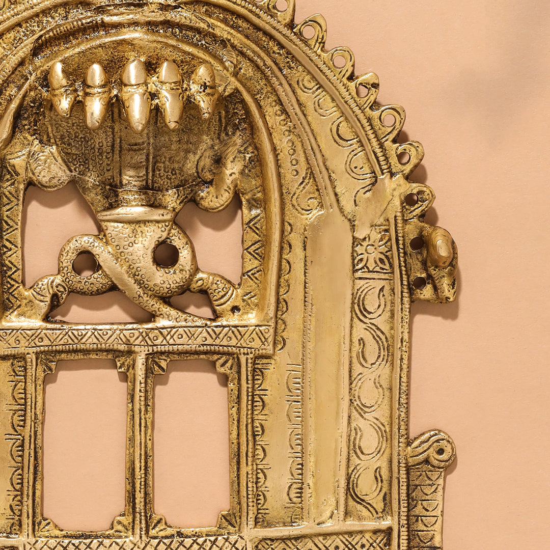 Brass Handcarved Prabhavali Frame (10 Inch)