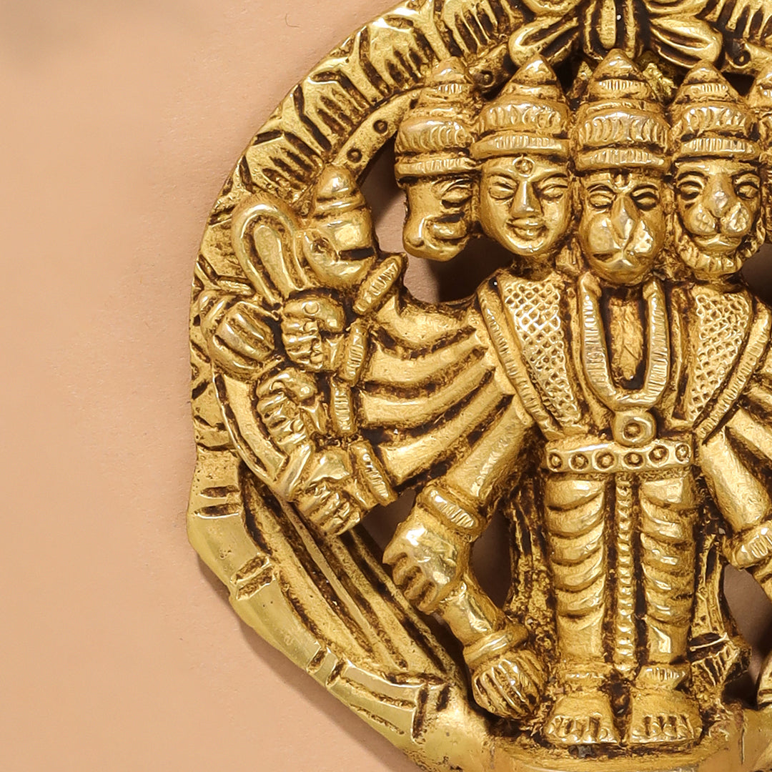 Brass Panchmukhi Hanuman Wall Hanging (4 Inch)