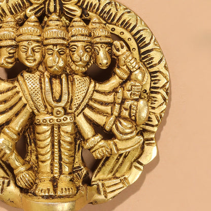 Brass Panchmukhi Hanuman Wall Hanging (4 Inch)