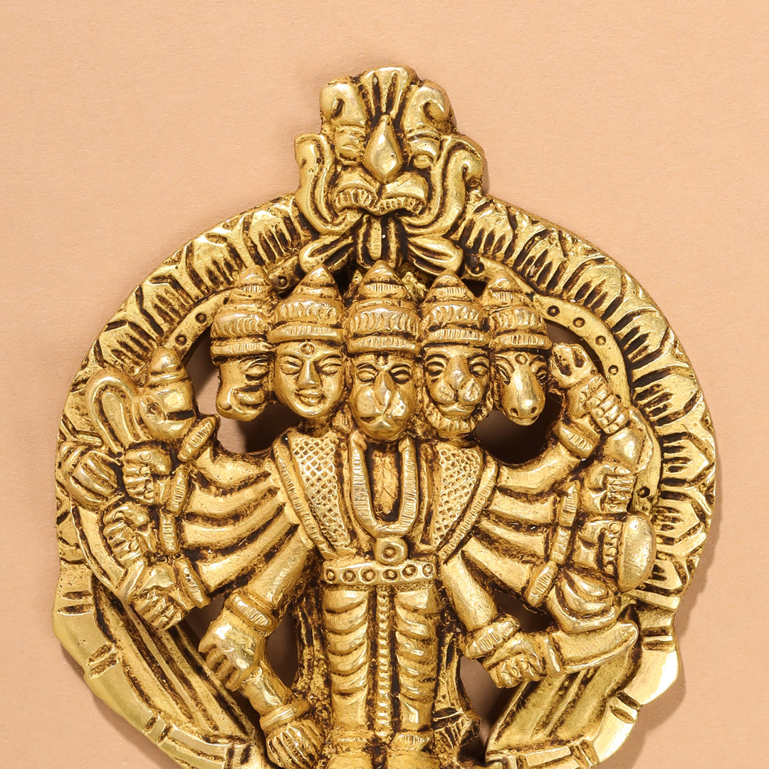 Brass Panchmukhi Hanuman Wall Hanging (4 Inch)