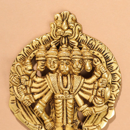 Brass Panchmukhi Hanuman Wall Hanging (4 Inch)