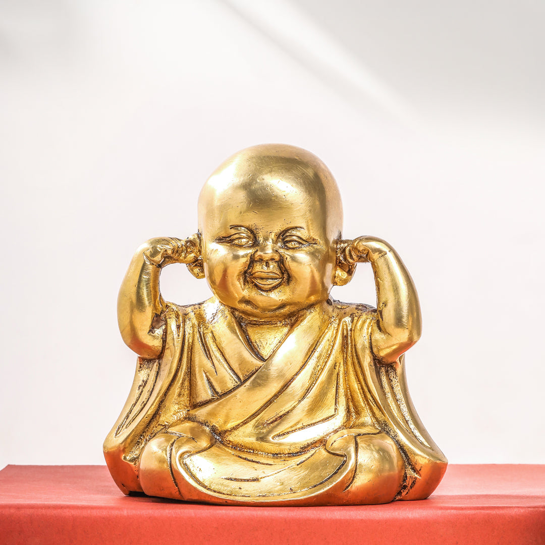 Brass Monks Baby Buddha Statues Set (5.5 Inch)