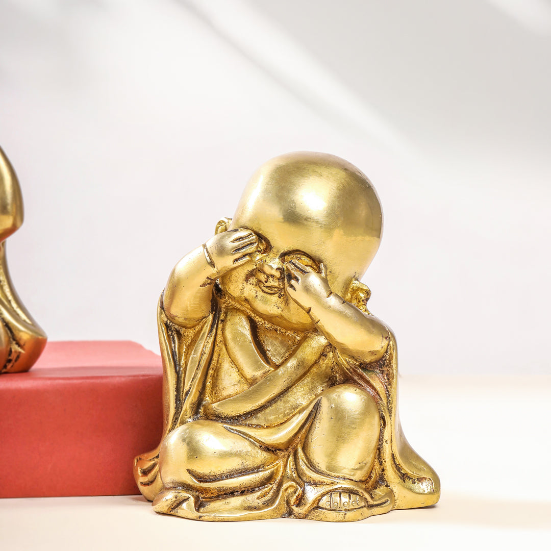Brass Monks Baby Buddha Statues Set (5.5 Inch)