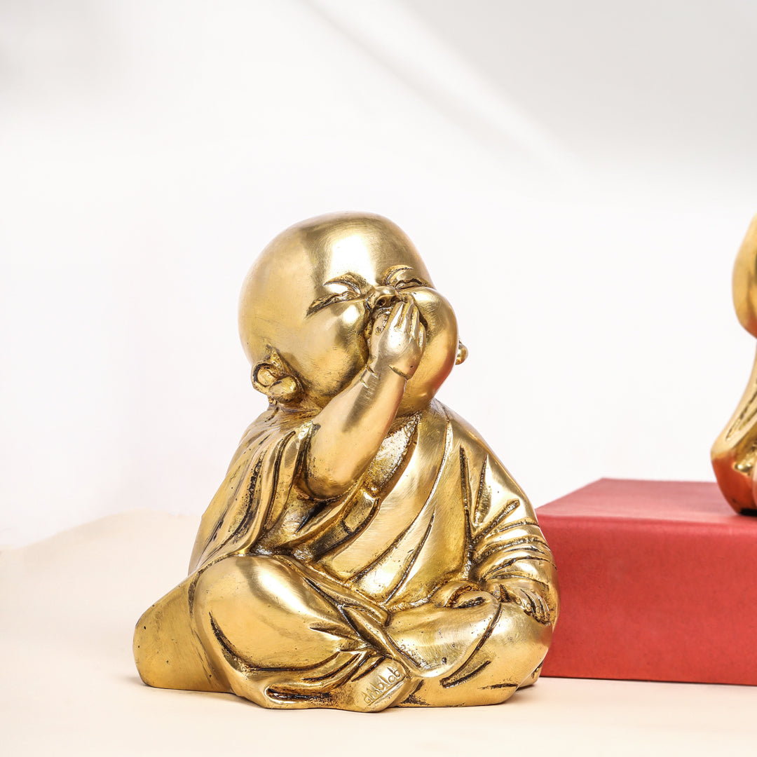 Brass Monks Baby Buddha Statues Set (5.5 Inch)