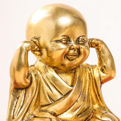 Brass Monks Baby Buddha Statues Set (5.5 Inch)
