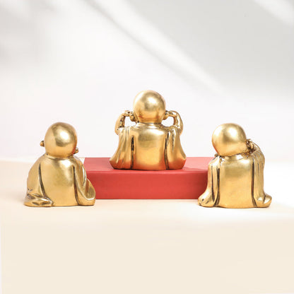 Brass Monks Baby Buddha Statues Set (5.5 Inch)