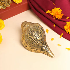 Brass Lord Ganesha Conch (3.2 Inch)