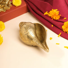 Brass Lord Ganesha Conch (3.2 Inch)