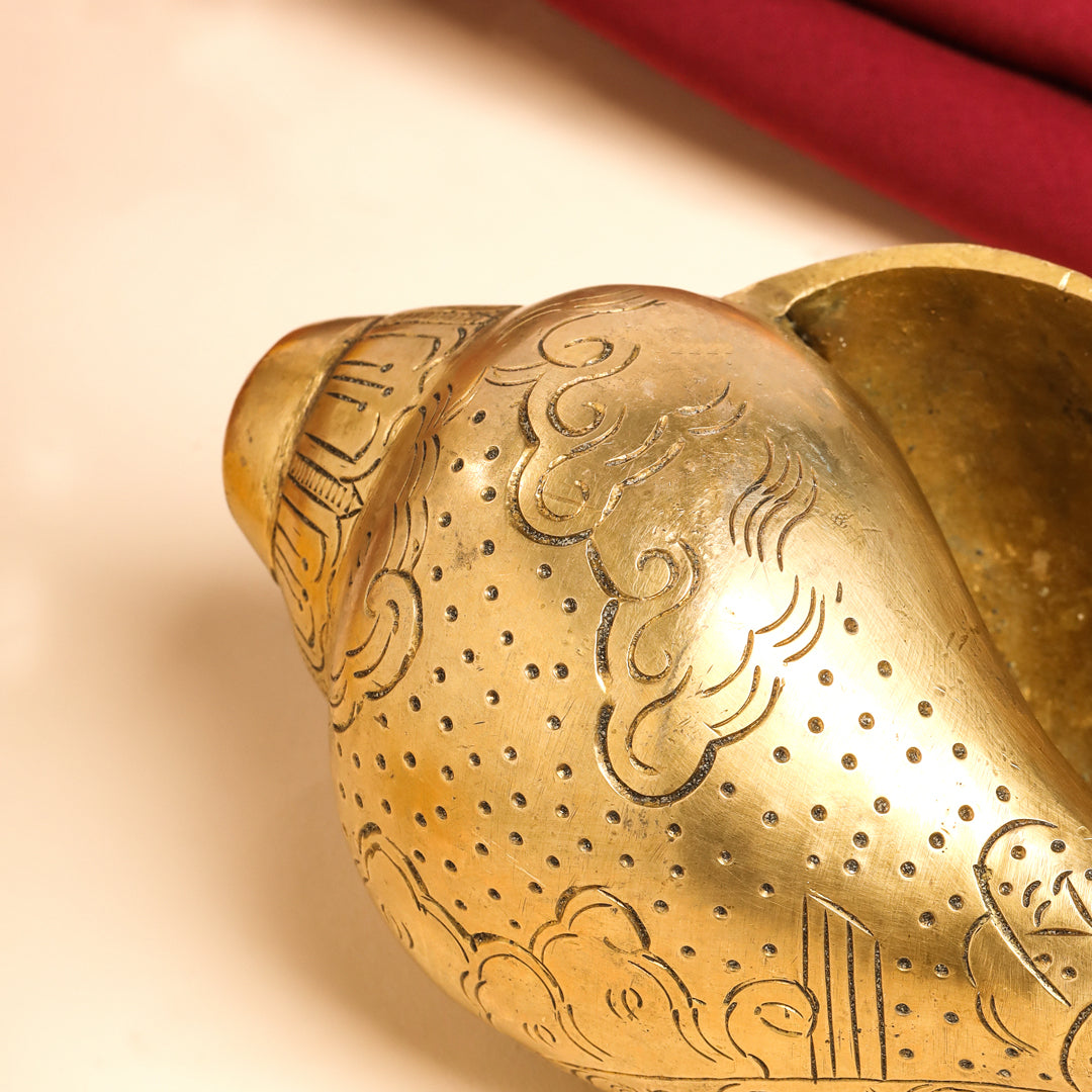 Brass Lord Ganesha Conch (3.2 Inch)