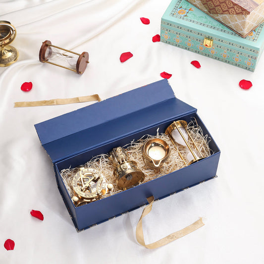 Brass Ashok Stambh , Compass , Clock & Diya Corporate Gift Hamper