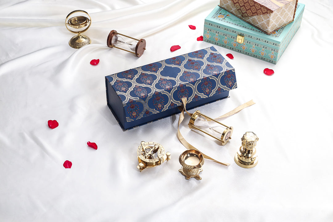 Brass Ashok Stambh , Compass , Clock & Diya Corporate Gift Hamper