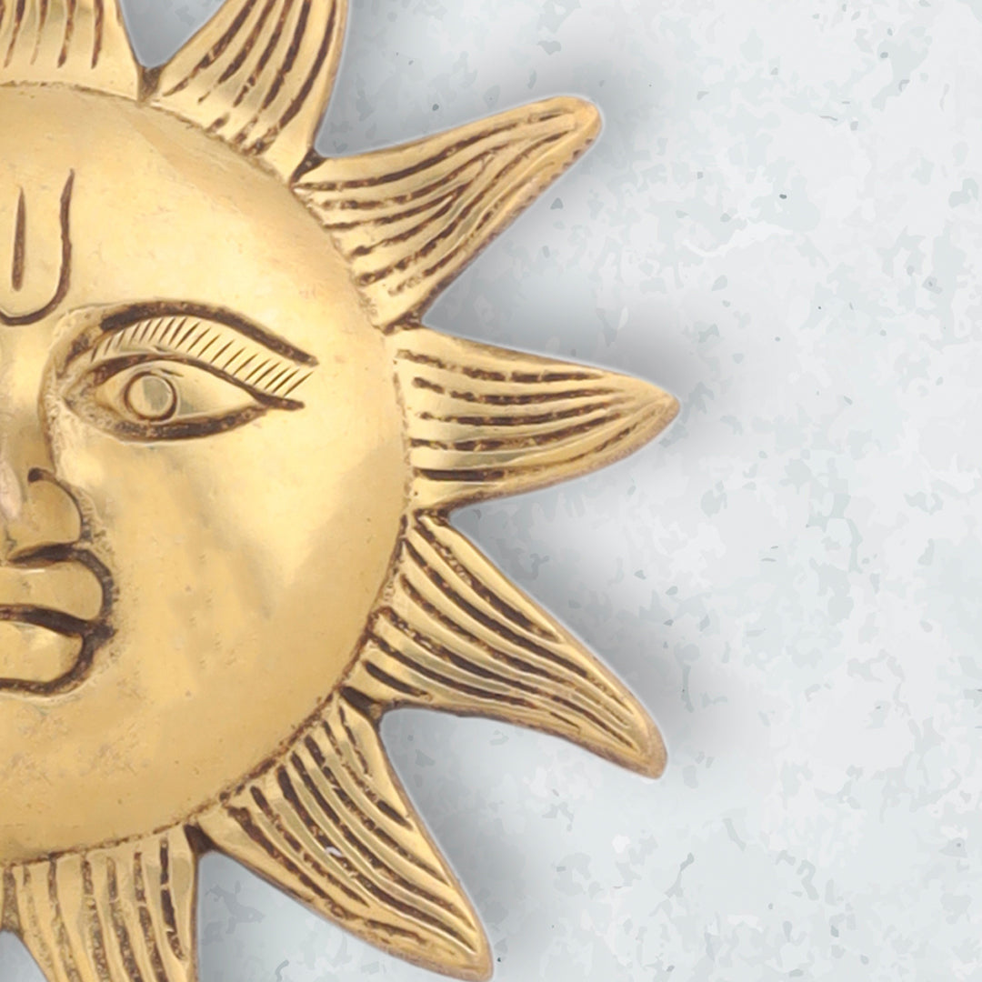 Brass Sun Face Wall Hanging (5 Inch)