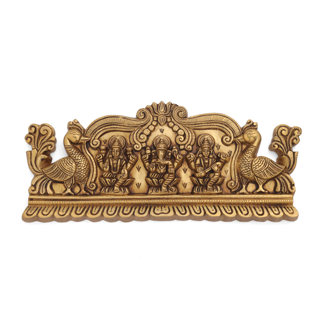 Brass Superfine Lakshmi Ganesha Saraswati Wall Hanging (6 Inch)