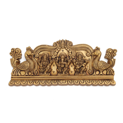 Brass Superfine Lakshmi Ganesha Saraswati Wall Hanging (6 Inch)