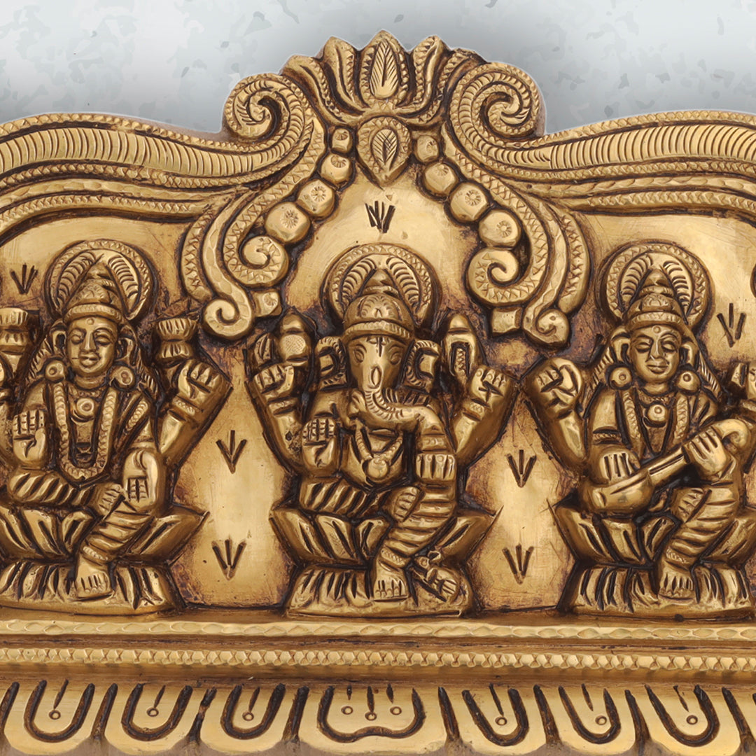 Brass Superfine Lakshmi Ganesha Saraswati Wall Hanging (6 Inch)