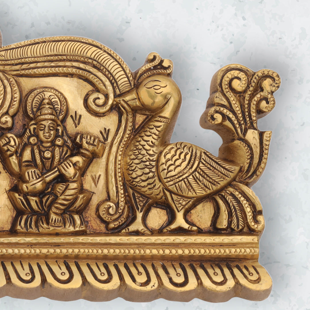 Brass Superfine Lakshmi Ganesha Saraswati Wall Hanging (6 Inch)