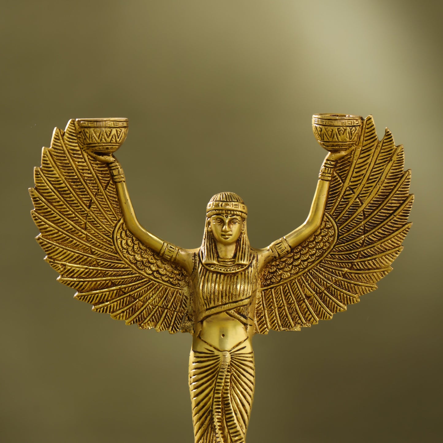 Brass Egyptian Goddess Isis Candle Holder (11.5 Inch)