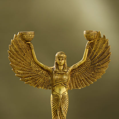 Brass Egyptian Goddess Isis Candle Holder (11.5 Inch)
