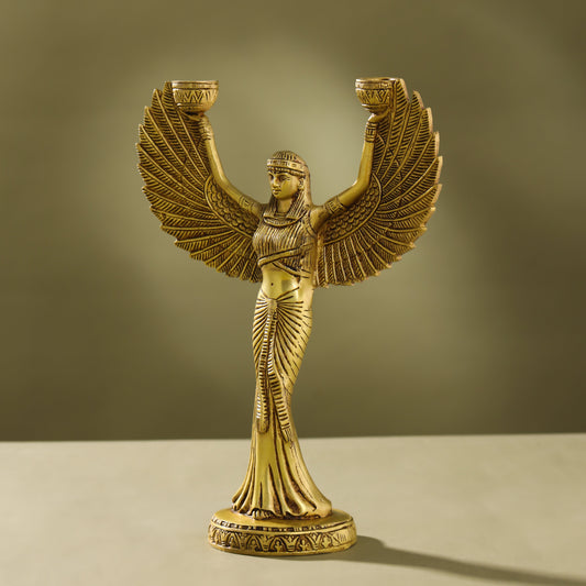 Brass Egyptian Goddess Isis Candle Holder (11.5 Inch)