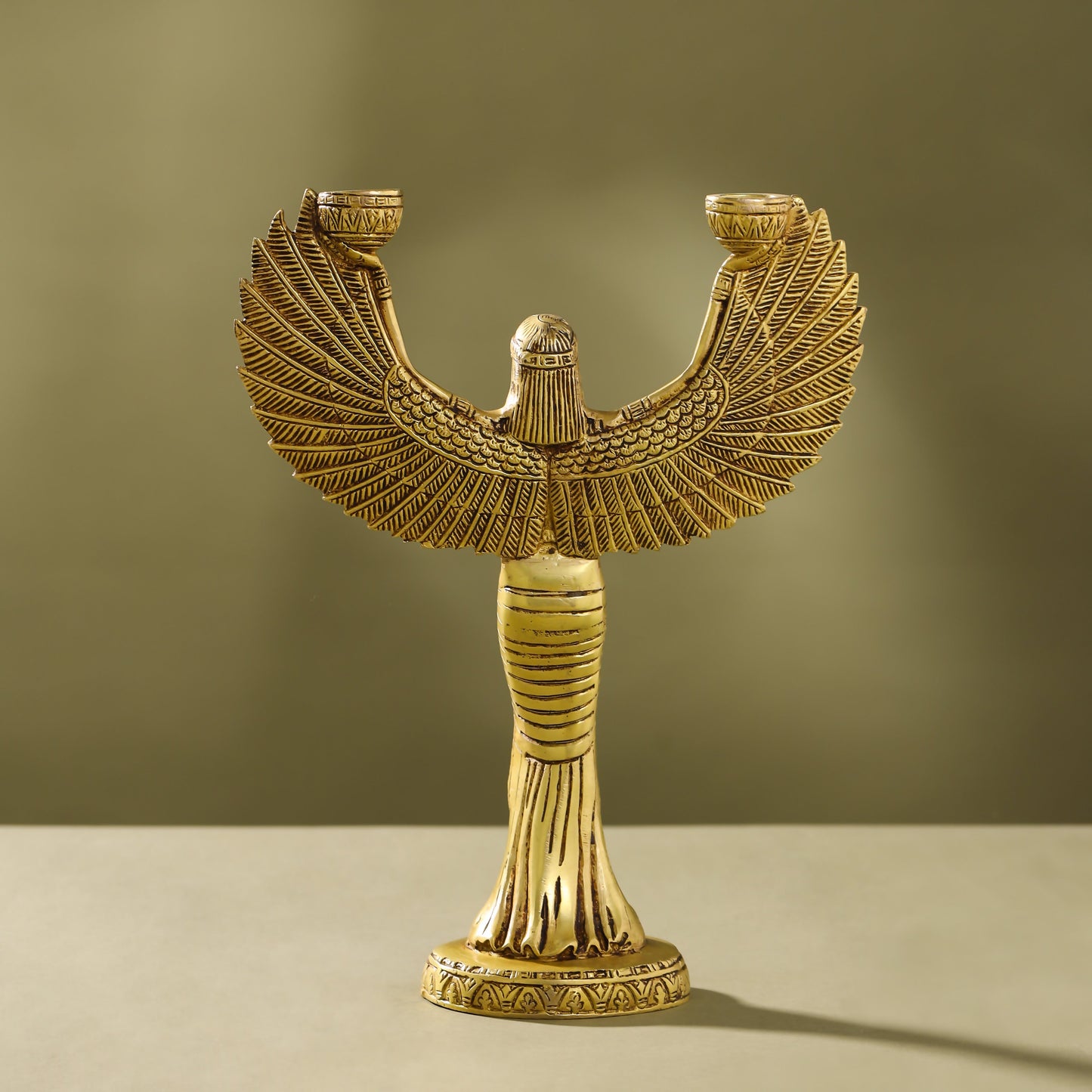 Brass Egyptian Goddess Isis Candle Holder (11.5 Inch)