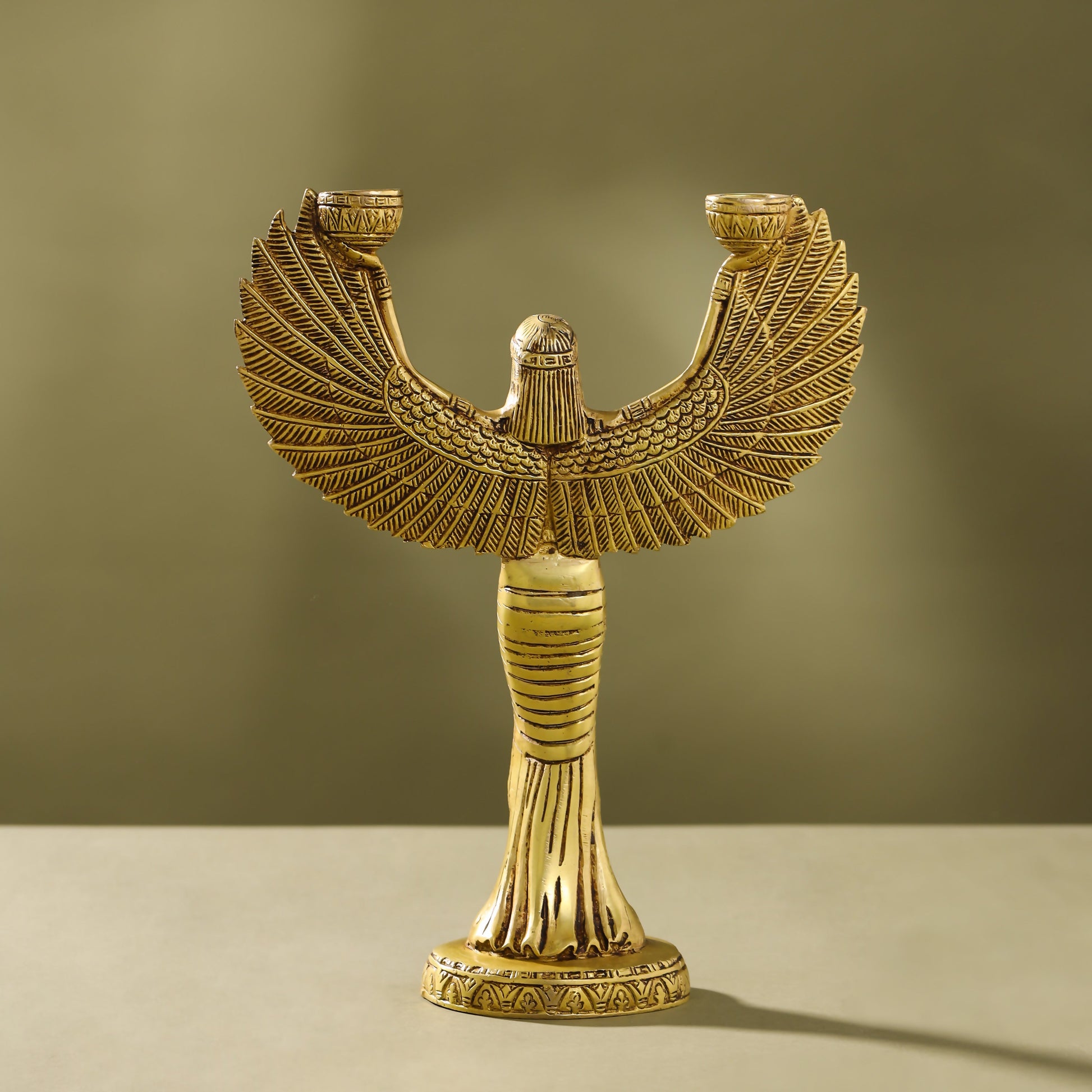 Brass Egyptian Goddess Isis Candle Holder (11.5 Inch)