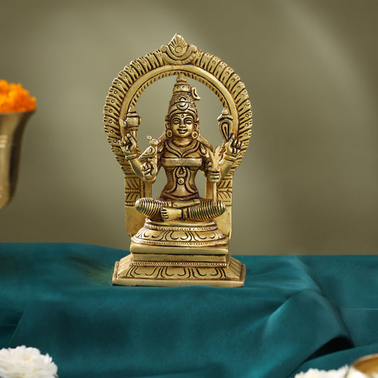 Brass Throne Rajarajeshwari Devi Idol