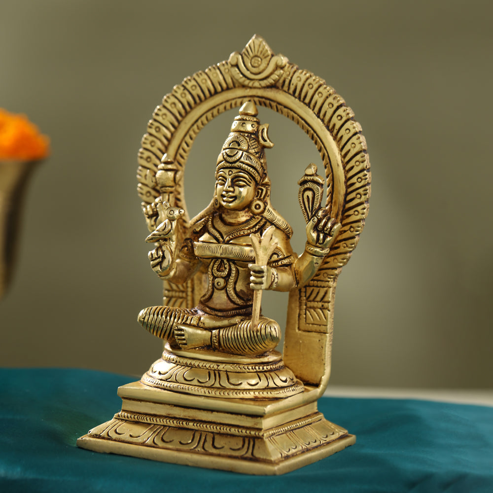 Brass Throne Rajarajeshwari Devi Idol