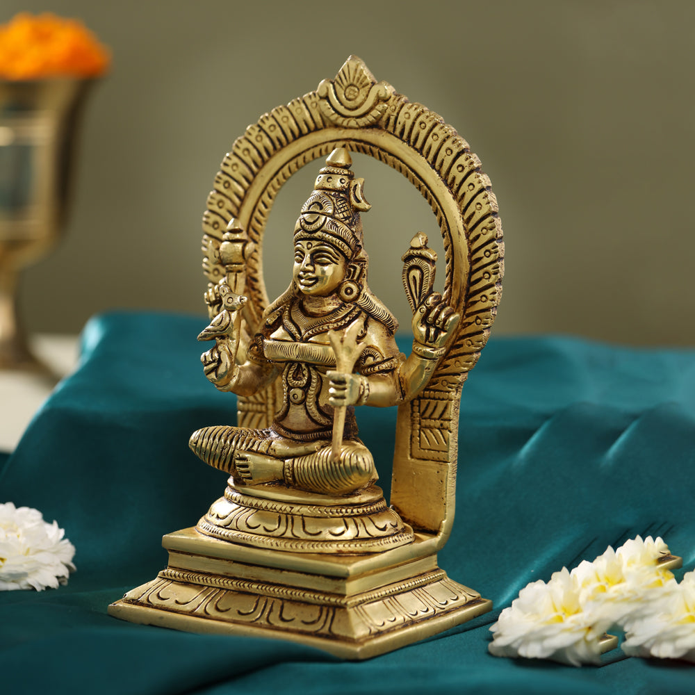 Brass Throne Rajarajeshwari Devi Idol