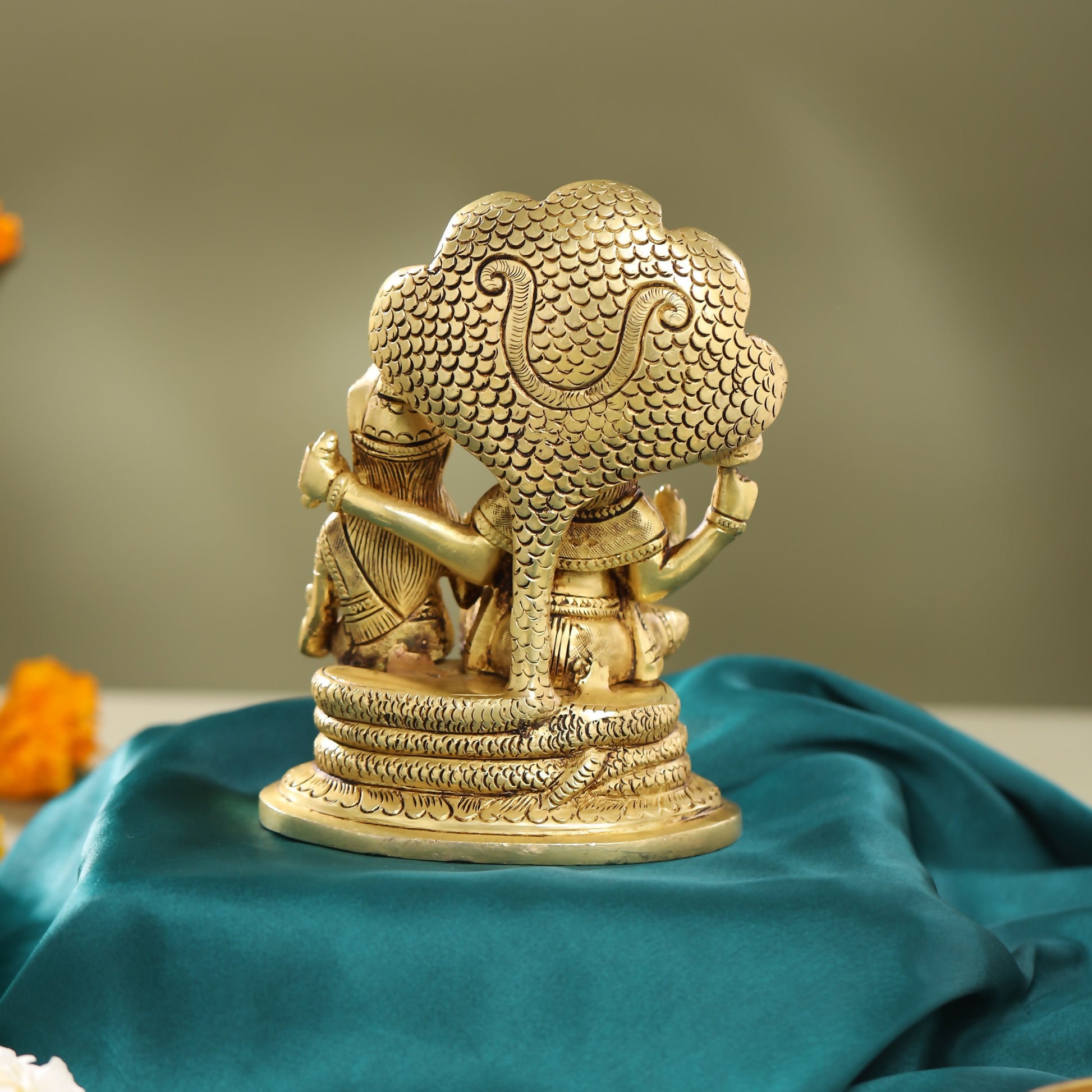 Brass Vishnu Lakshmi On Sheshnag Idol (6.5 Inch)