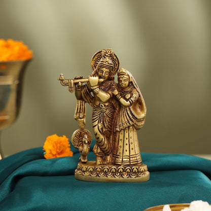 Brass Radha Krishna Idol (6 Inch)