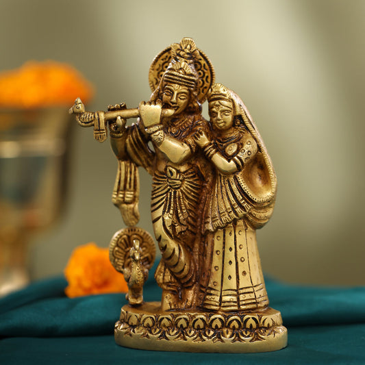 Brass Radha Krishna Idol (6 Inch)