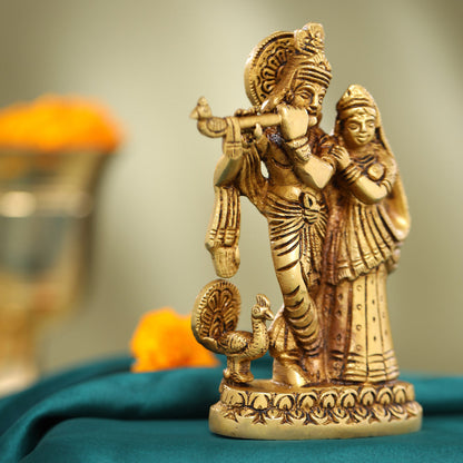 Brass Radha Krishna Idol (6 Inch)