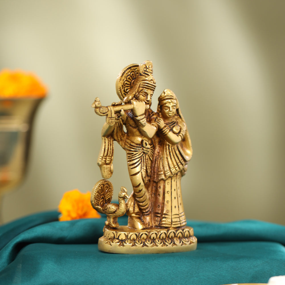 Brass Radha Krishna Idol (6 Inch)