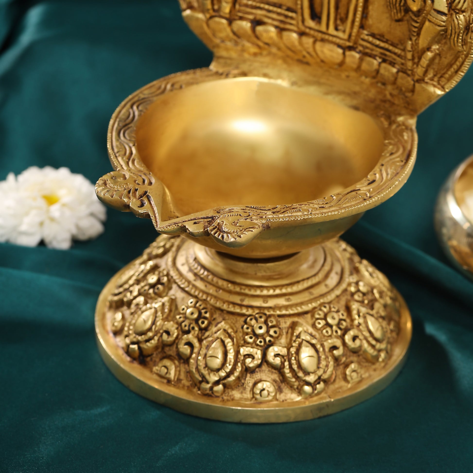 Brass Balaji Shankh Chakra And Namah Diya (9.5 Inch)