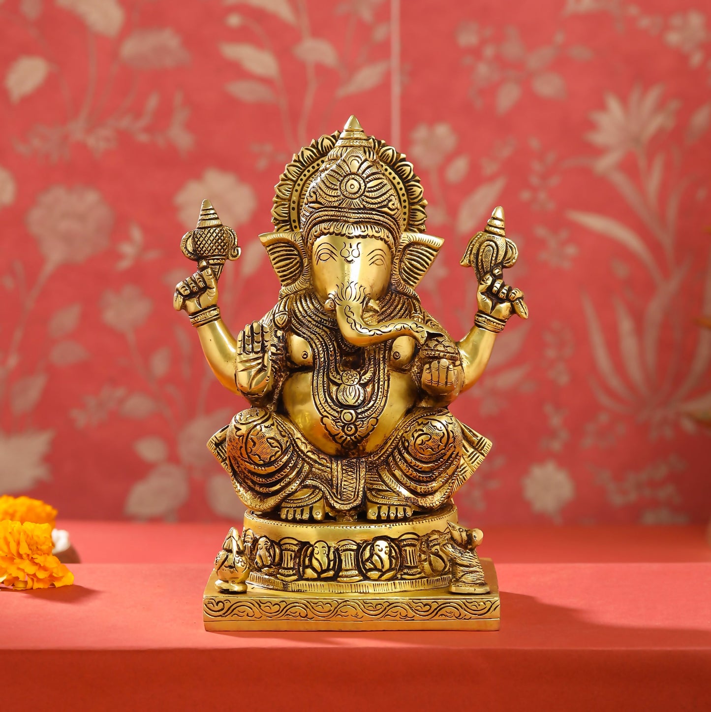 Brass Lord Ganesha Idol (9.5 Inch)