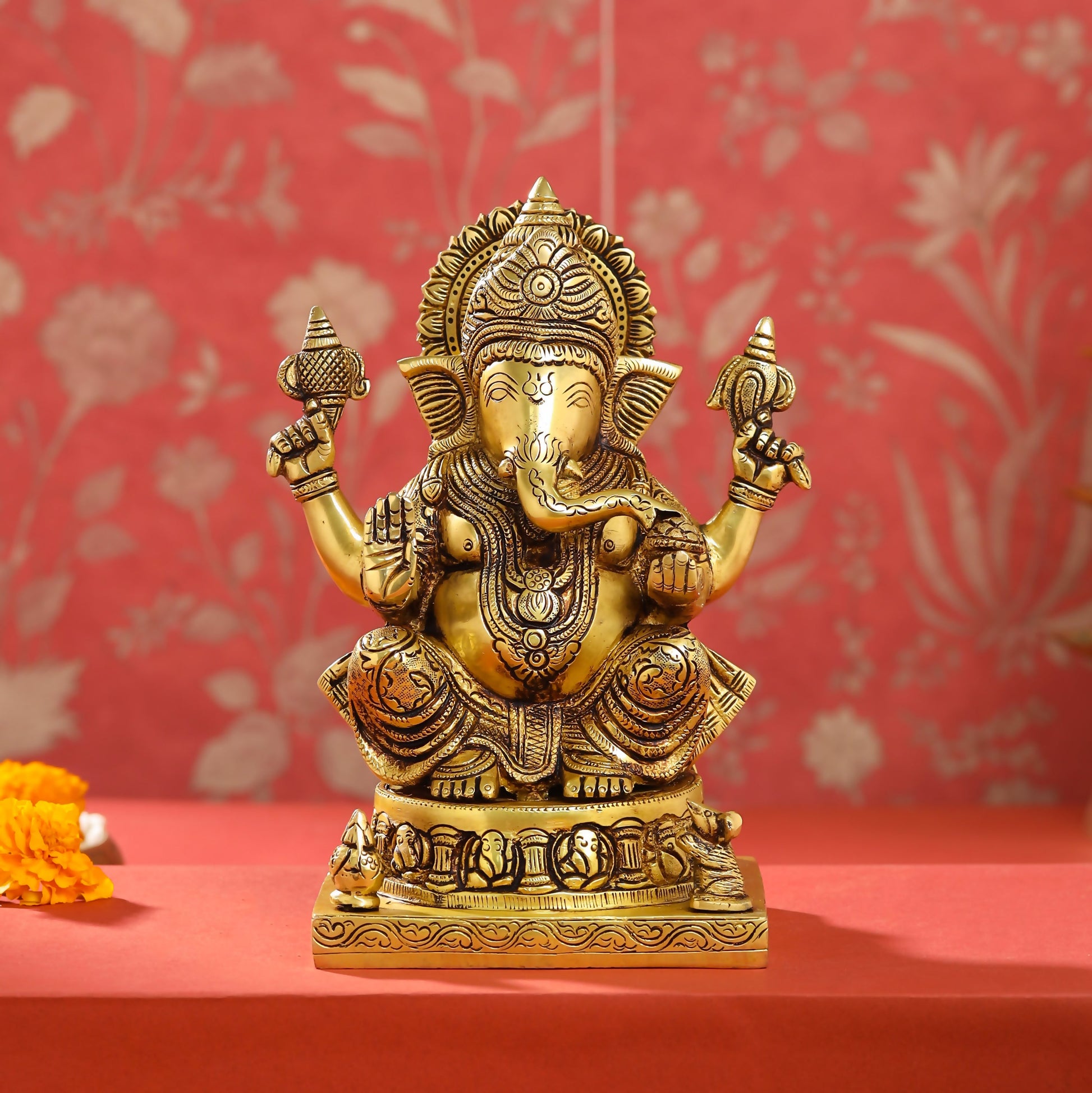 Brass Lord Ganesha Idol (9.5 Inch)