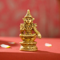 Brass Lord Ayyappa/Ayyappan Idol (3.5 Inch)