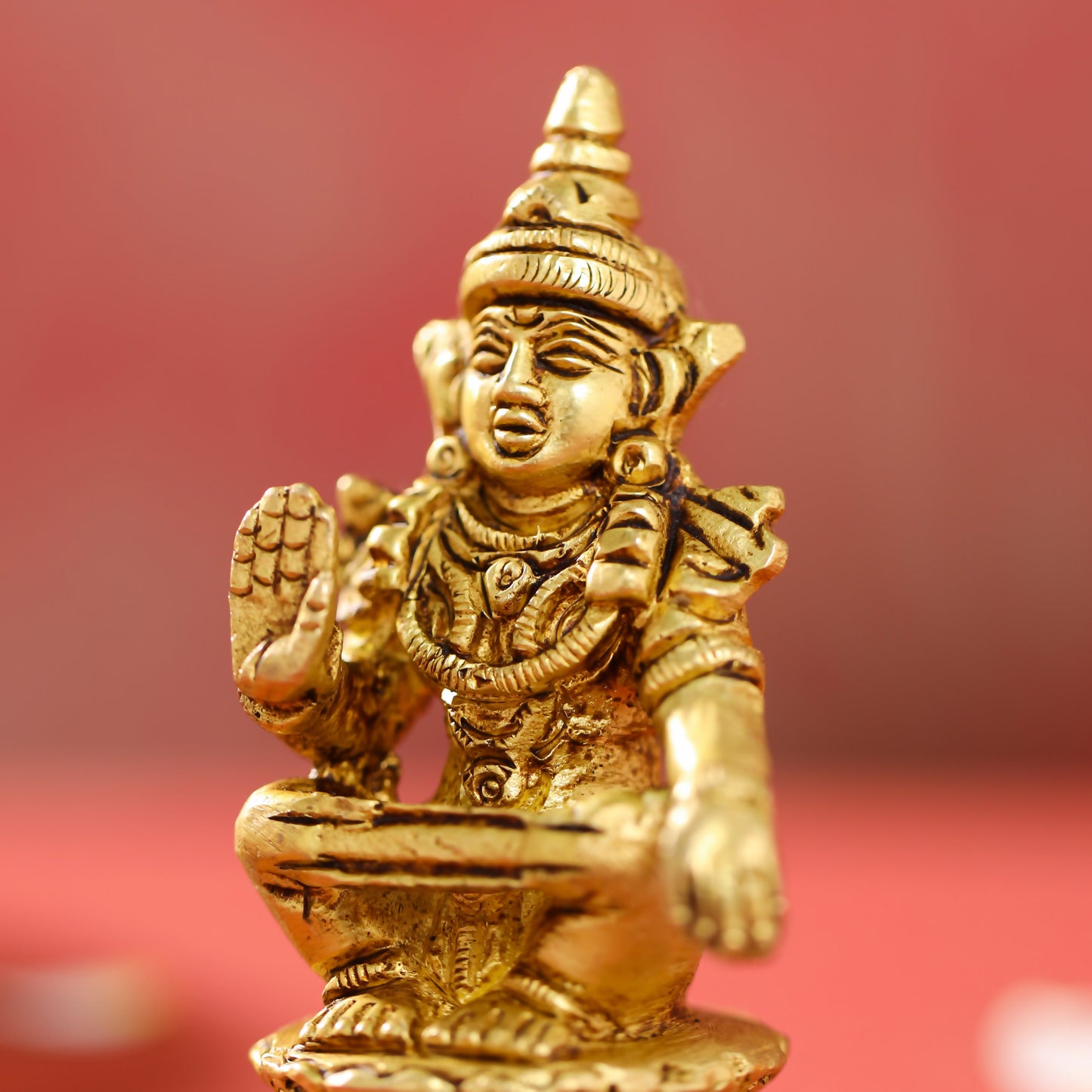 Brass Lord Ayyappa/Ayyappan Idol (3.5 Inch)