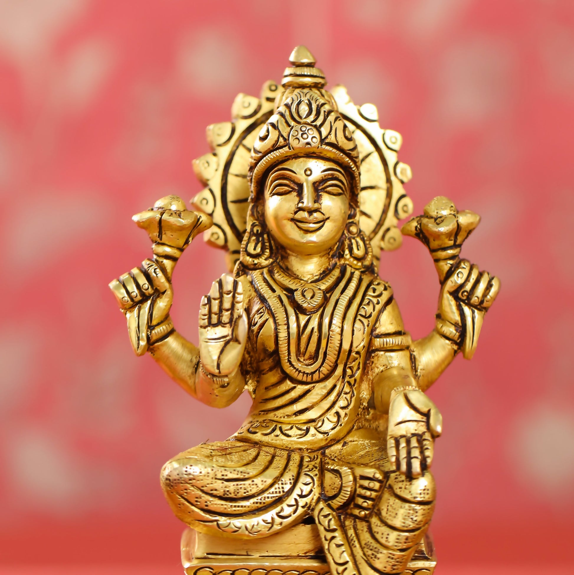 Brass Ganesha Lakshmi And Saraswati Set (6 Inch)