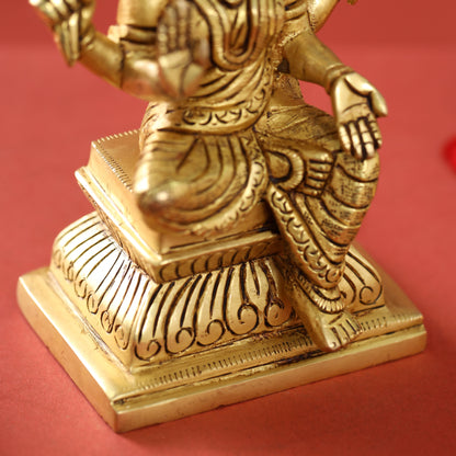 Brass Ganesha Lakshmi And Saraswati Set (6 Inch)