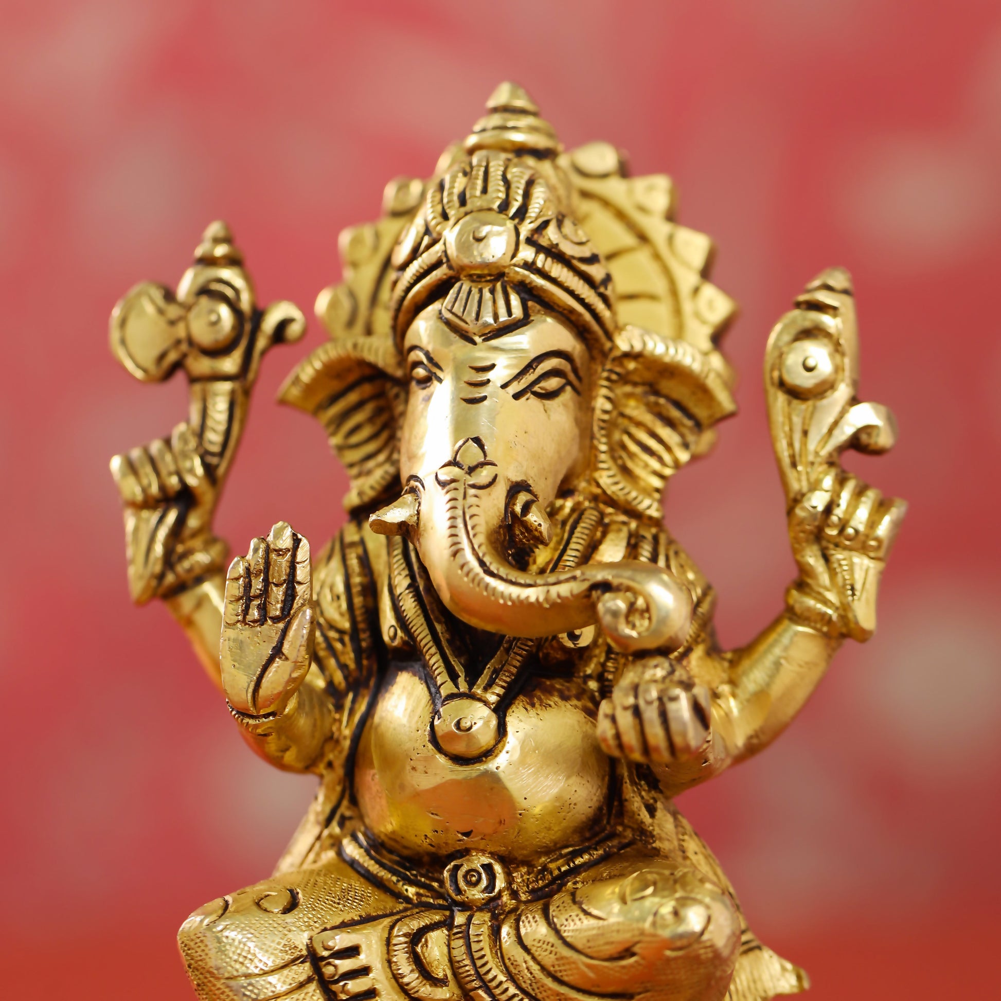 Brass Ganesha Lakshmi And Saraswati Set (6 Inch)