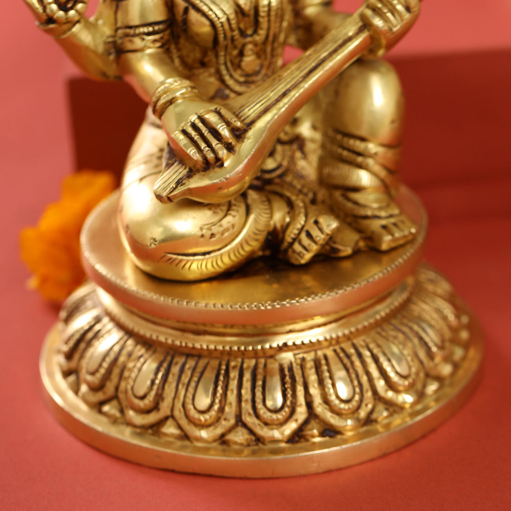 Brass Ganesha Lakshmi Saraswati set (8 Inch)