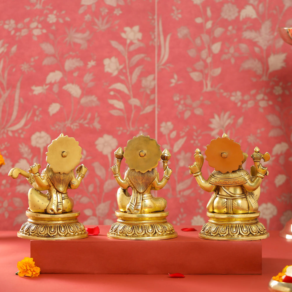 Brass Ganesha Lakshmi Saraswati set (8 Inch)