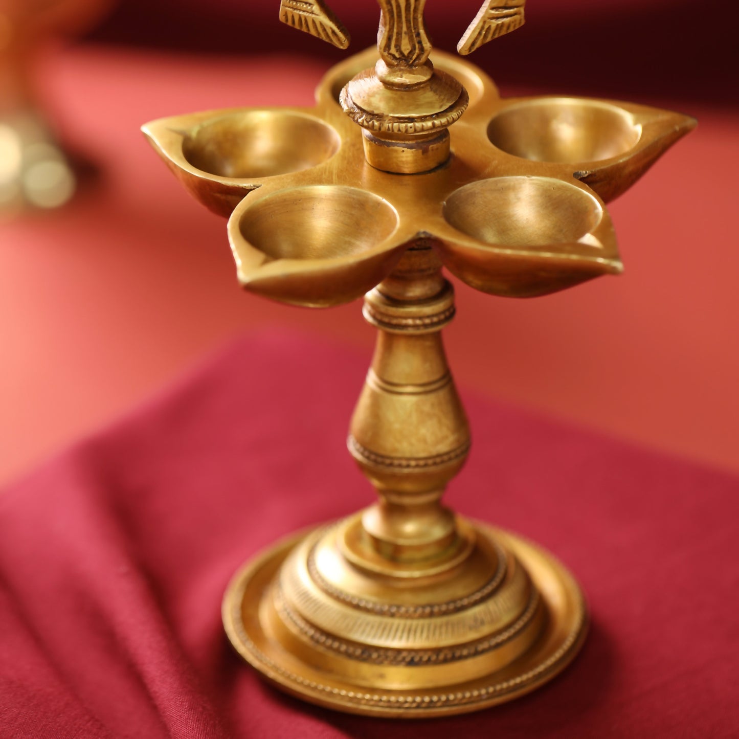 Brass Shankh Chakra Diya/Lamp Set (9 Inch)