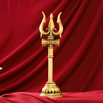 Brass Shiva's Damru Trishul (13 Inch)