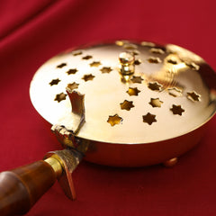 Brass Incense Butler With Wooden Handle (3")