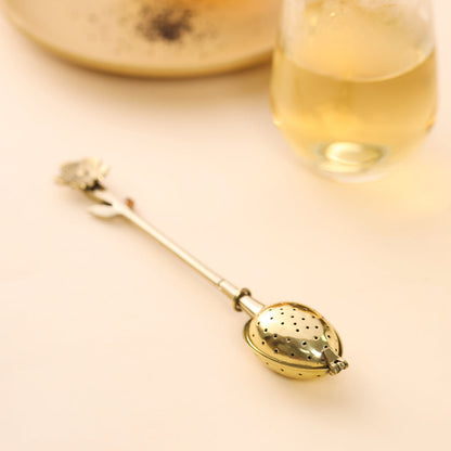 Brass Flower Handle Tea Infuser (1 Inch)